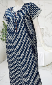 Blue Paisley Print Pure Cotton Nighty. Pure Durable Cotton | Laces and Frills - Laces and Frills
