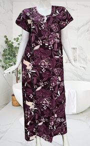 Beetroot Pink Garden Pure Cotton Nighty. Pure Durable Cotton | Laces and Frills - Laces and Frills