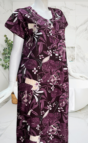 Beetroot Pink Garden Pure Cotton Nighty. Pure Durable Cotton | Laces and Frills - Laces and Frills