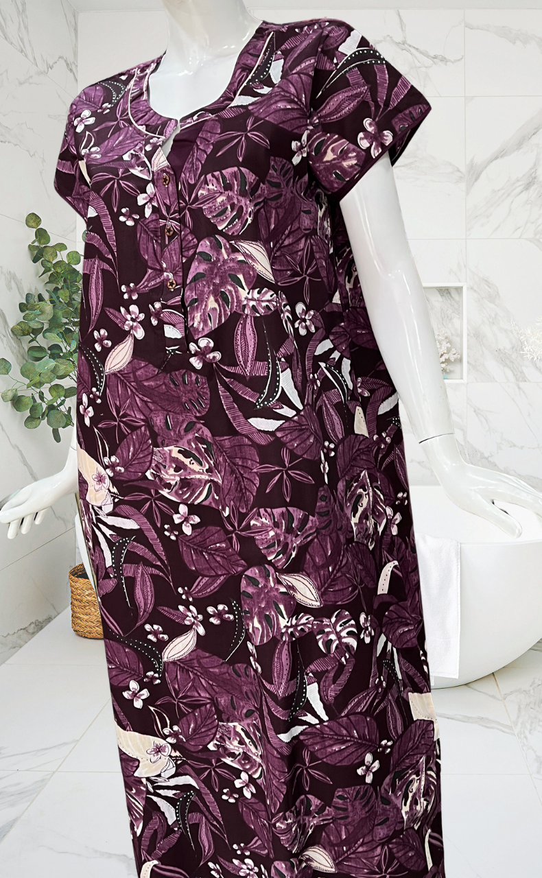 Beetroot Pink Garden Pure Cotton Nighty. Pure Durable Cotton | Laces and Frills - Laces and Frills