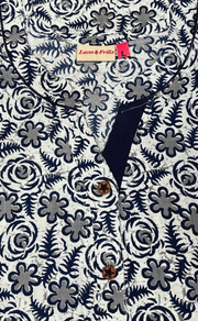 White/Blue Garden Pure Cotton Nighty. Pure Durable Cotton | Laces and Frills