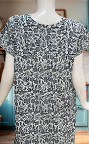 White/Blue Garden Pure Cotton Nighty. Pure Durable Cotton | Laces and Frills
