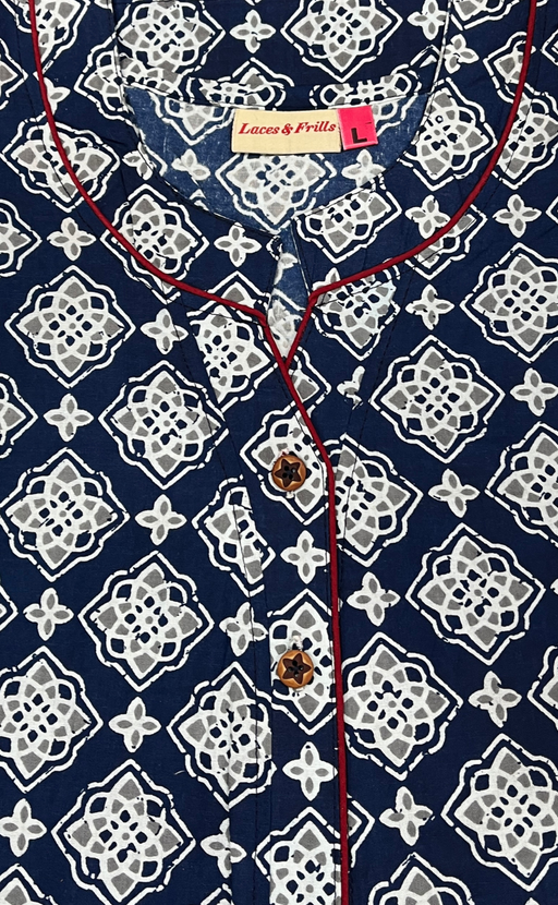 Blue Flora Pure Cotton Nighty. Pure Durable Cotton | Laces and Frills