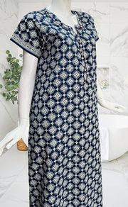 Blue Flora Pure Cotton Nighty. Pure Durable Cotton | Laces and Frills