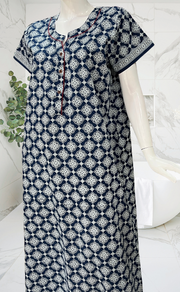 Blue Flora Pure Cotton Nighty. Pure Durable Cotton | Laces and Frills