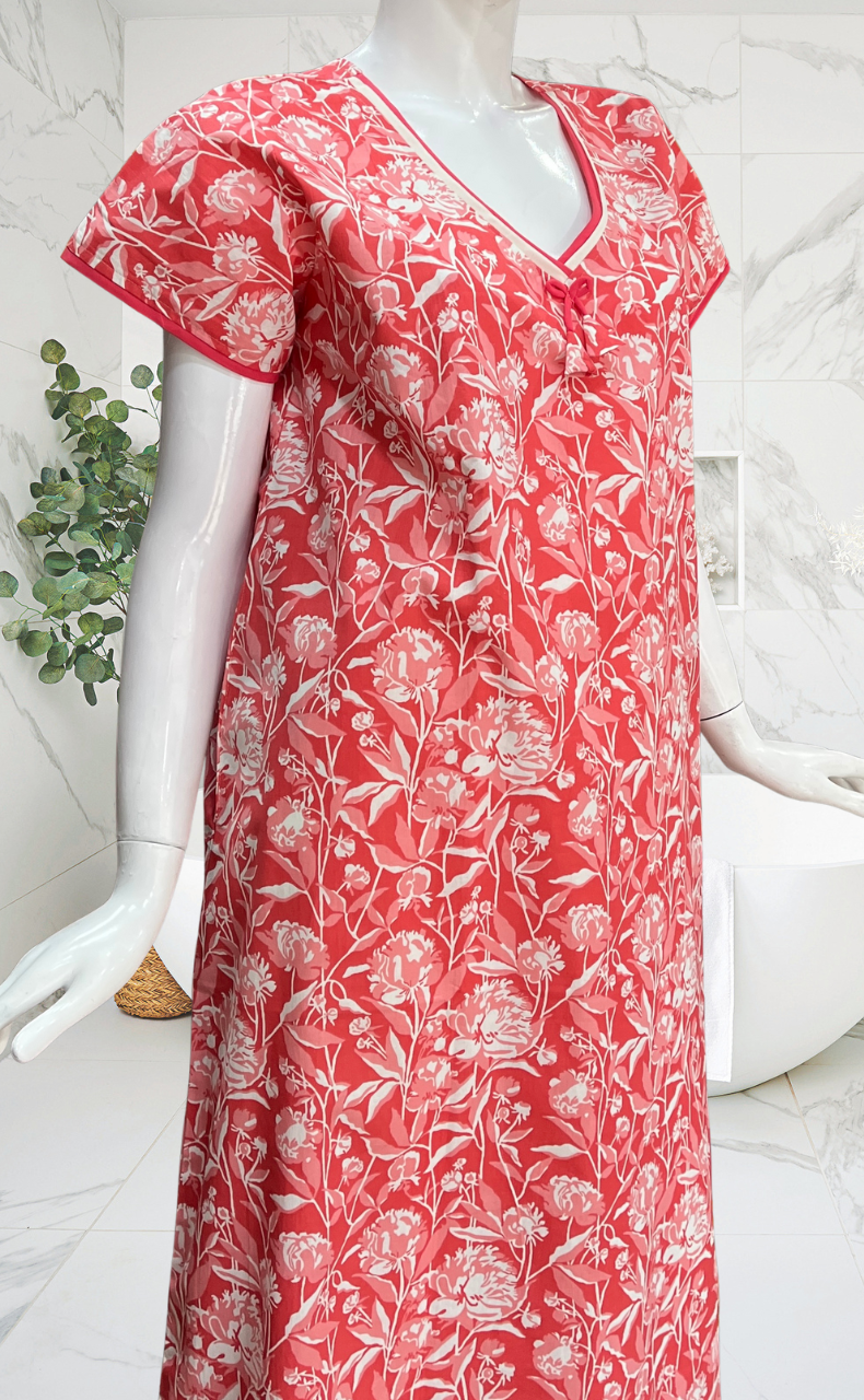 Peach Garden Pure Cotton Nighty. Pure Durable Cotton | Laces and Frills