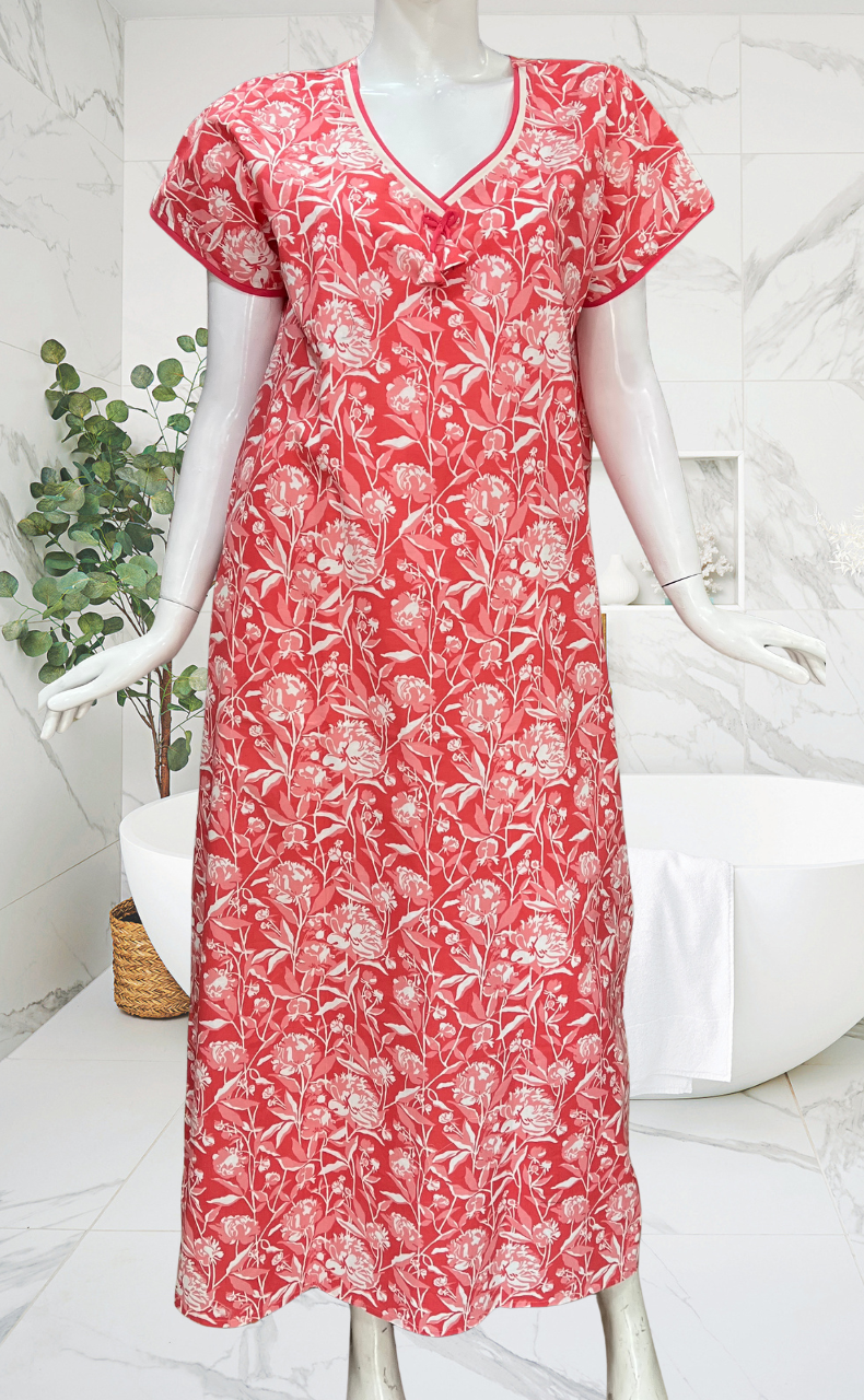 Peach Garden Pure Cotton Nighty. Pure Durable Cotton | Laces and Frills