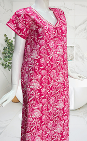 Pink Garden Pure Cotton Nighty. Pure Durable Cotton | Laces and Frills