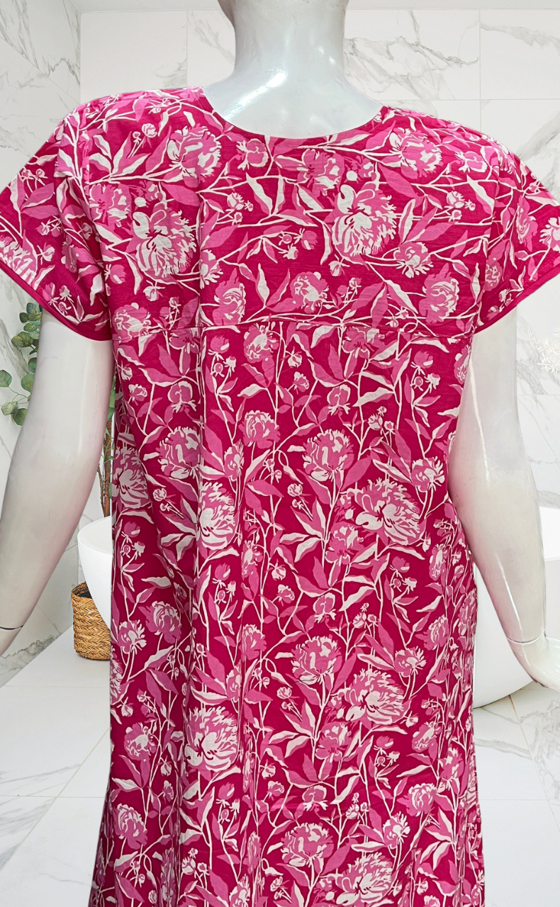 Pink Garden Pure Cotton Nighty. Pure Durable Cotton | Laces and Frills