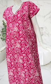 Pink Garden Pure Cotton Nighty. Pure Durable Cotton | Laces and Frills