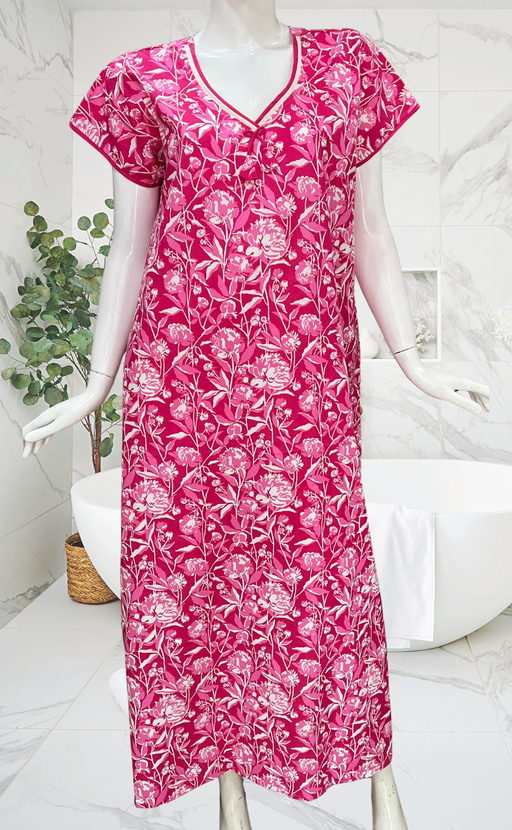 Pink Garden Pure Cotton Nighty. Pure Durable Cotton | Laces and Frills