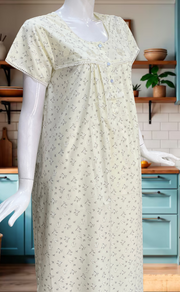 Yellow Floral Boutique Cotton Nighty. Cotton Fabric | Laces and Frills