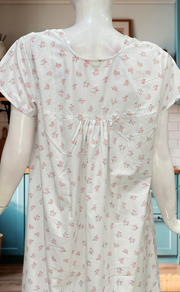 White/Orange Floral Boutique Cotton Nighty. Cotton Fabric | Laces and Frills