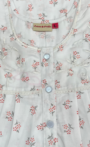 White/Orange Floral Boutique Cotton Nighty. Cotton Fabric | Laces and Frills