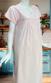 Pink Floral Boutique Cotton Nighty. Cotton Fabric | Laces and Frills