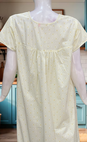 Yellow Floral Boutique Cotton Nighty. Cotton Fabric | Laces and Frills