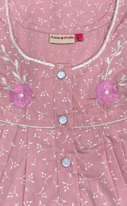 Pink Floral Boutique Cotton Nighty. Cotton Fabric | Laces and Frills