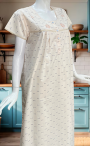 Peach Floral Boutique Cotton Nighty. Cotton Fabric | Laces and Frills