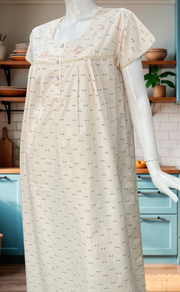 Peach Floral Boutique Cotton Nighty. Cotton Fabric | Laces and Frills