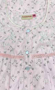 Pink Floral Boutique Cotton Nighty. Cotton Fabric | Laces and Frills