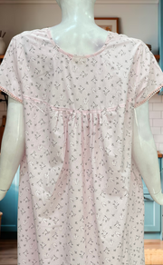 Pink Floral Boutique Cotton Nighty. Cotton Fabric | Laces and Frills