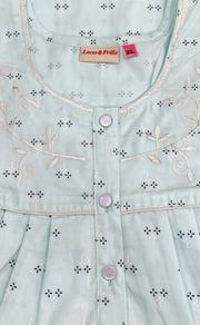Sea Green Floral Boutique Cotton Nighty. Cotton Fabric | Laces and Frills