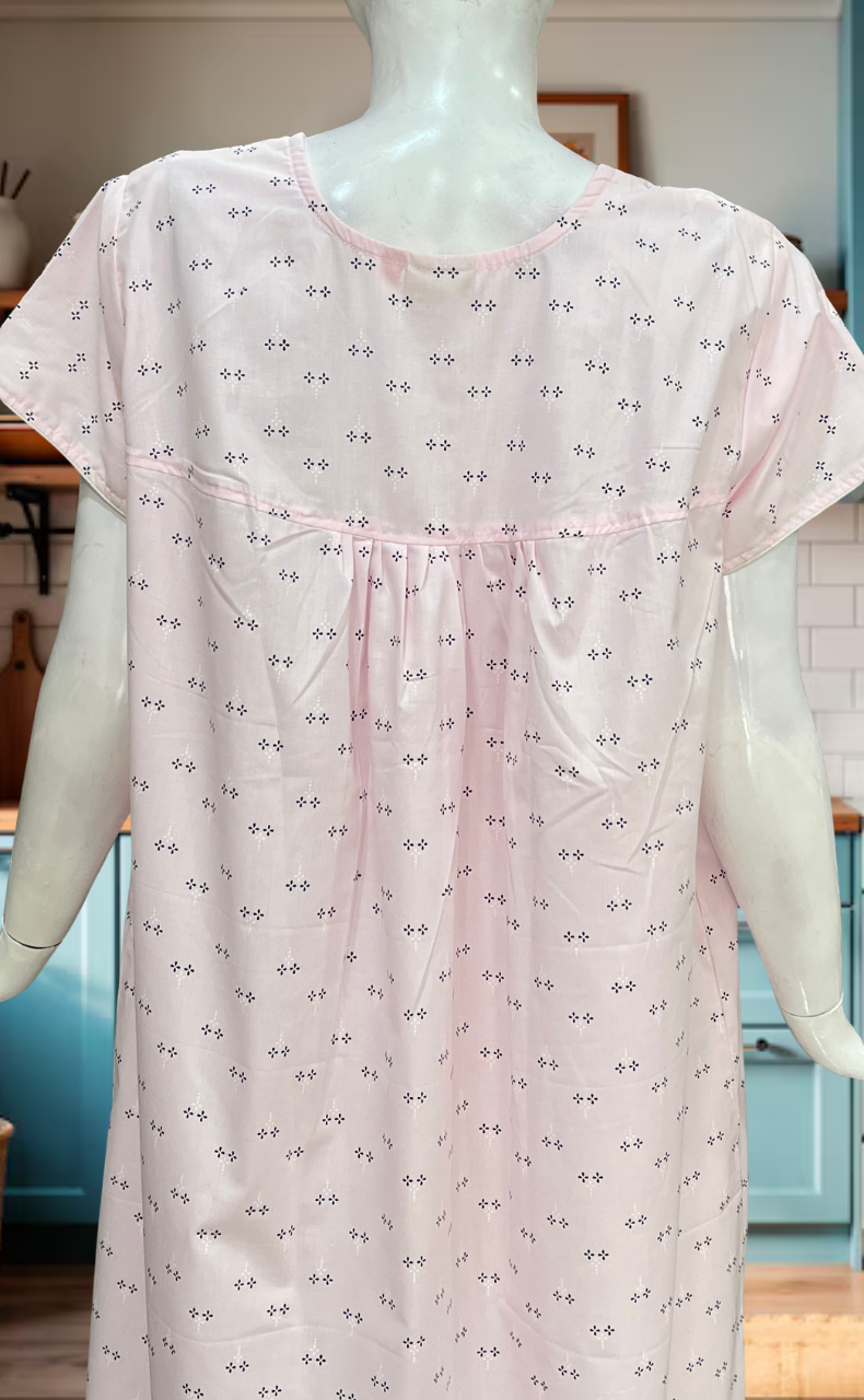 Pink Floral Boutique Cotton Nighty. Cotton Fabric | Laces and Frills