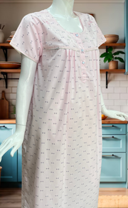 Pink Floral Boutique Cotton Nighty. Cotton Fabric | Laces and Frills