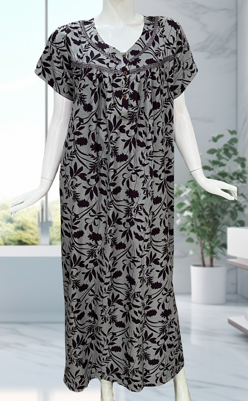 
Dark Violet Garden Spun  Nighty. Flowy Spun Fabric | Laces and Frills
