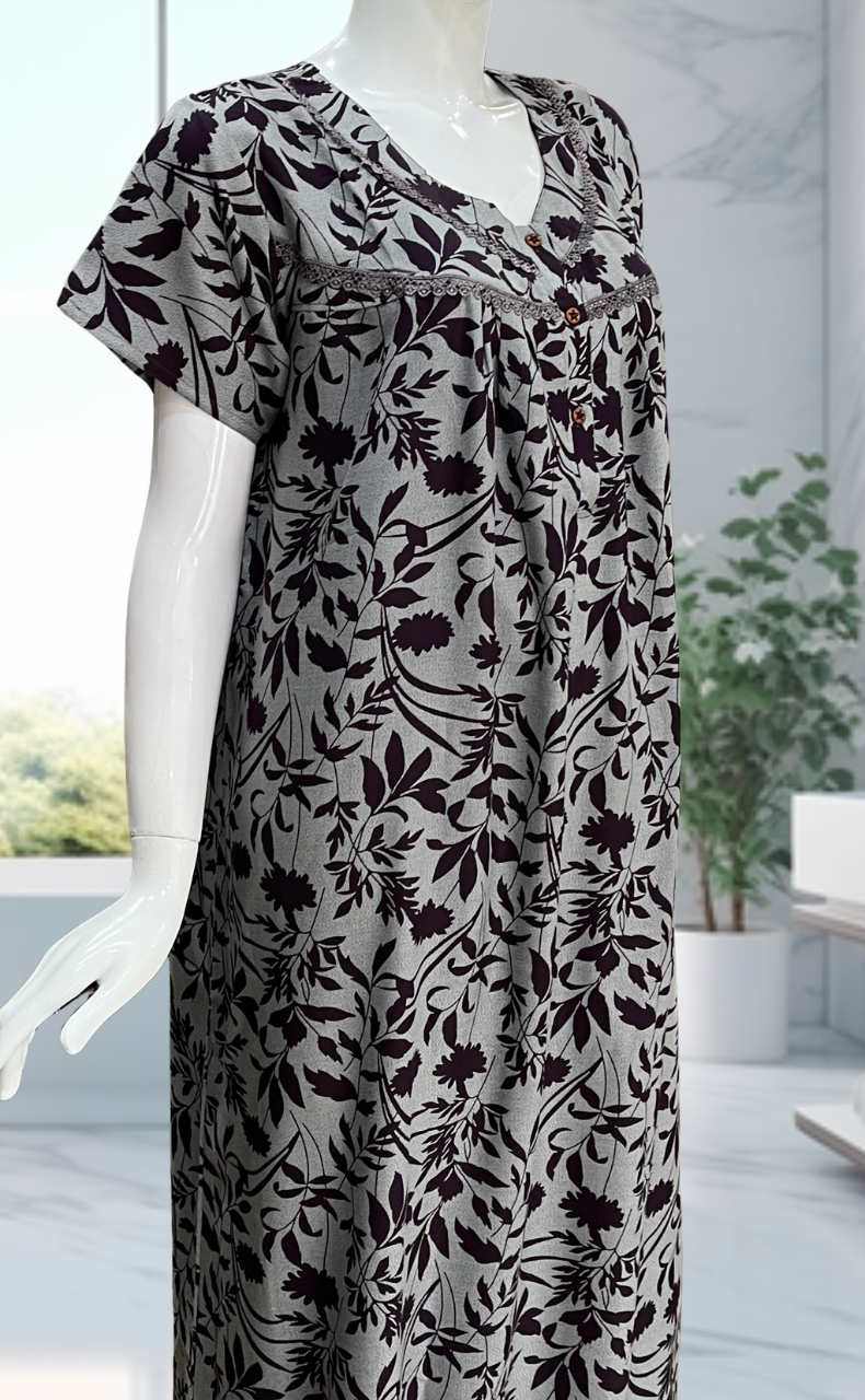 
Dark Violet Garden Spun  Nighty. Flowy Spun Fabric | Laces and Frills
