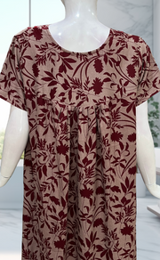 Maroon Garden Spun  Nighty. Flowy Spun Fabric | Laces and Frills