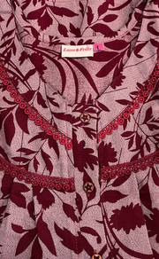 Maroon Garden Spun  Nighty. Flowy Spun Fabric | Laces and Frills