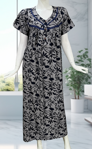 Navy Blue Garden Spun  Nighty. Flowy Spun Fabric | Laces and Frills