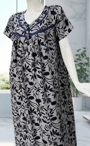 Navy Blue Garden Spun  Nighty. Flowy Spun Fabric | Laces and Frills