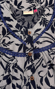 Navy Blue Garden Spun  Nighty. Flowy Spun Fabric | Laces and Frills