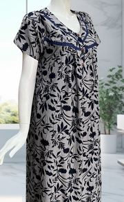 Navy Blue Garden Spun  Nighty. Flowy Spun Fabric | Laces and Frills