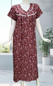 Cordovan Colour Garden Spun  Nighty. Flowy Spun Fabric | Laces and Frills