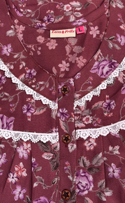 Cordovan Colour Garden Spun  Nighty. Flowy Spun Fabric | Laces and Frills