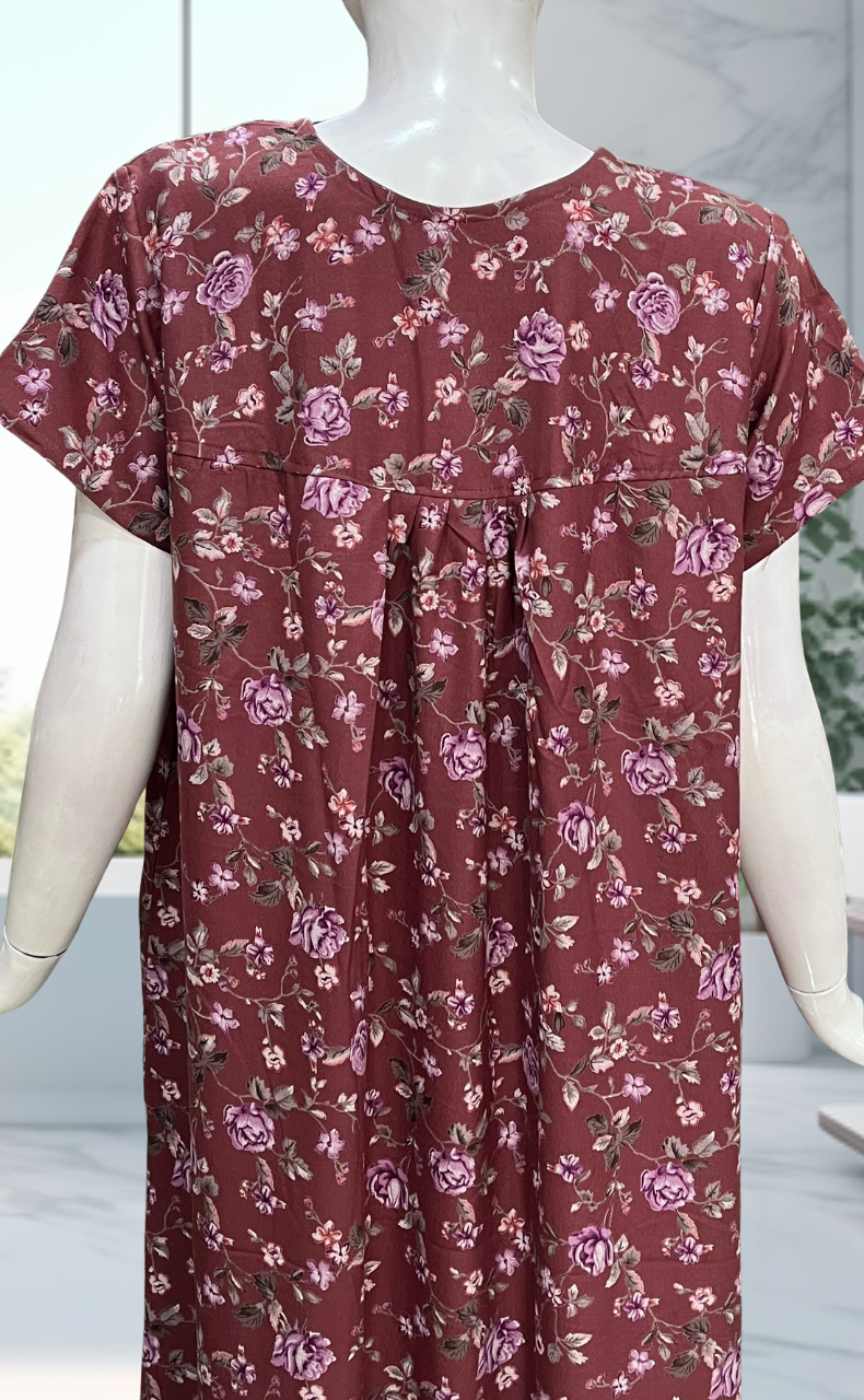 Cordovan Colour Garden Spun  Nighty. Flowy Spun Fabric | Laces and Frills