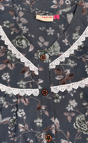 Dark Grey Garden Spun  Nighty. Flowy Spun Fabric | Laces and Frills