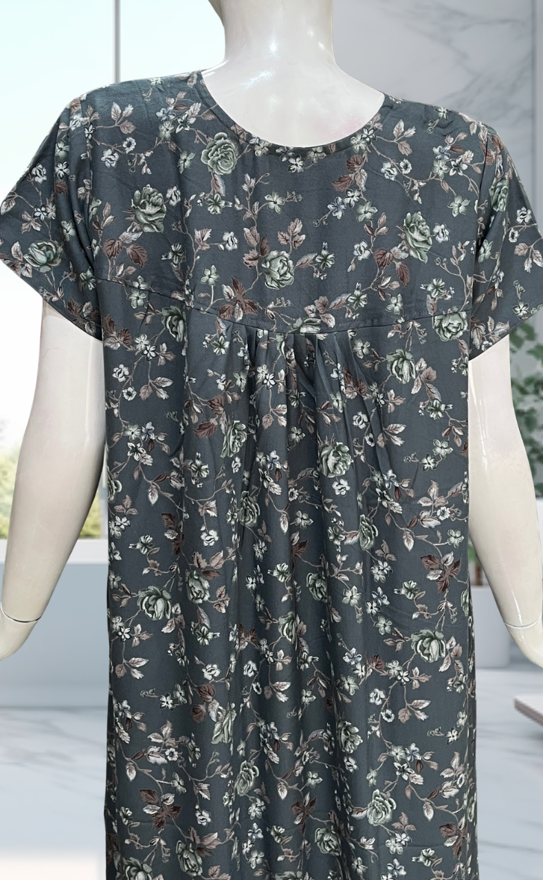 Dark Grey Garden Spun  Nighty. Flowy Spun Fabric | Laces and Frills