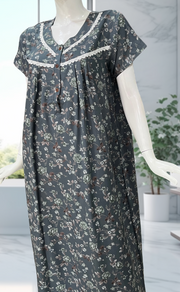 Dark Grey Garden Spun  Nighty. Flowy Spun Fabric | Laces and Frills