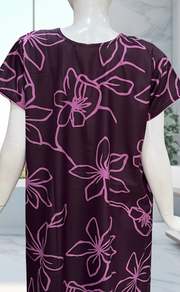 Violet Floral Spun Nighty. Flowy Spun Fabric | Laces and Frills