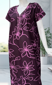 Violet Floral Spun Nighty. Flowy Spun Fabric | Laces and Frills