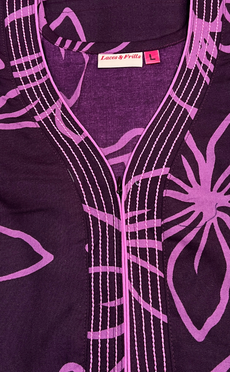 Violet Floral Spun Nighty. Flowy Spun Fabric | Laces and Frills