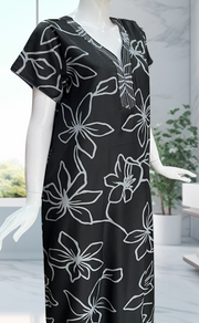 Black Floral Spun Nighty. Flowy Spun Fabric | Laces and Frills