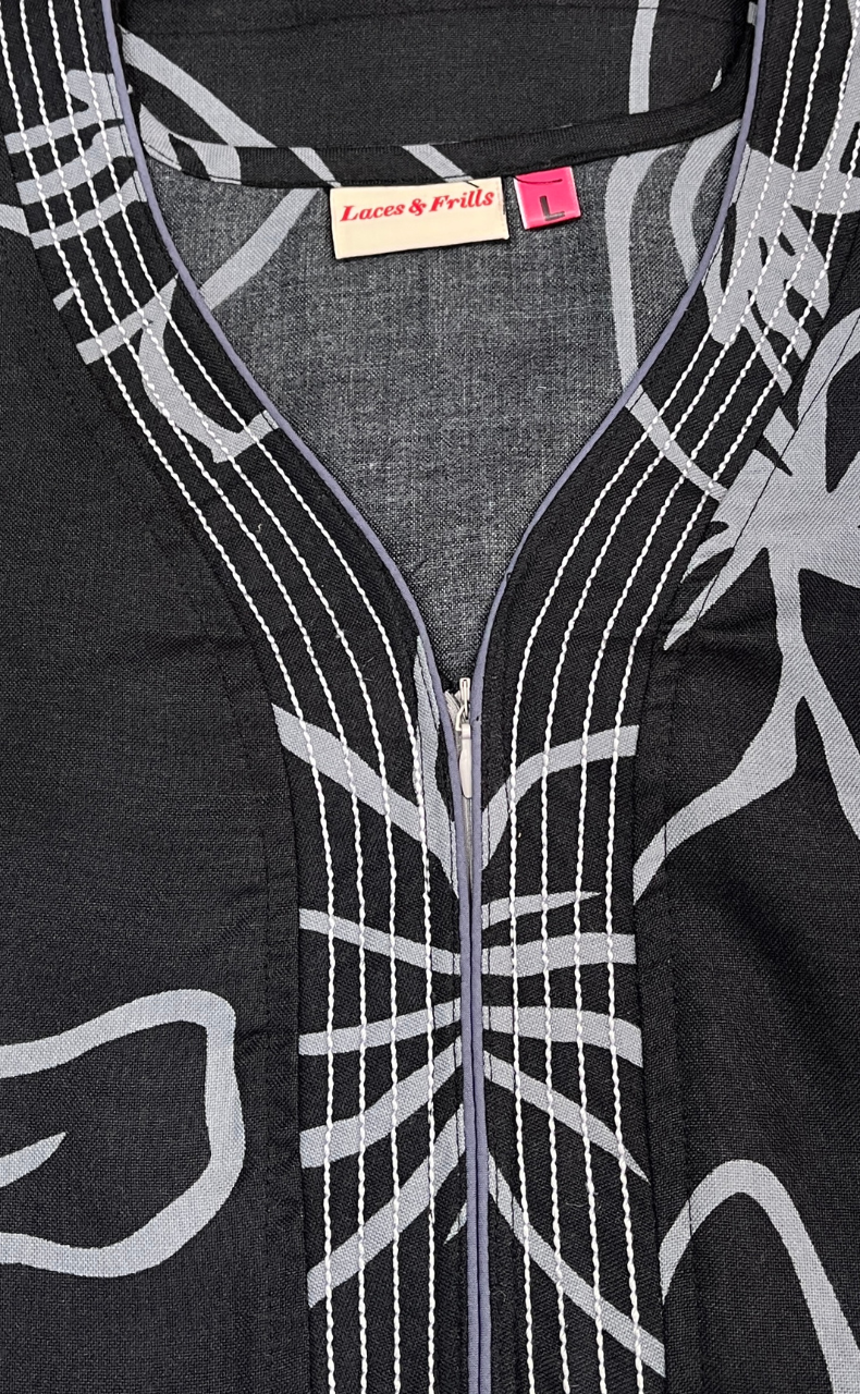 Black Floral Spun Nighty. Flowy Spun Fabric | Laces and Frills