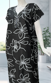 Black Floral Spun Nighty. Flowy Spun Fabric | Laces and Frills