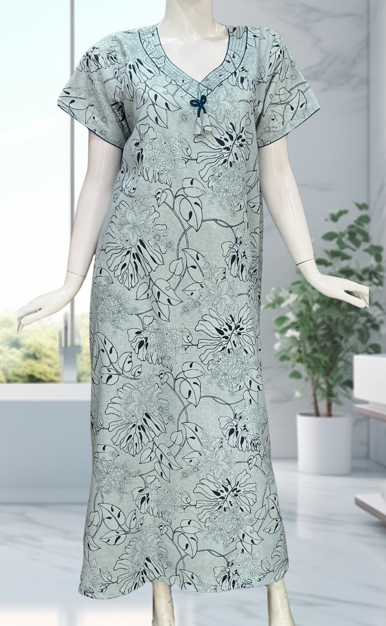 Sky Blue Garden Spun Nighty. Flowy Spun Fabric | Laces and Frills