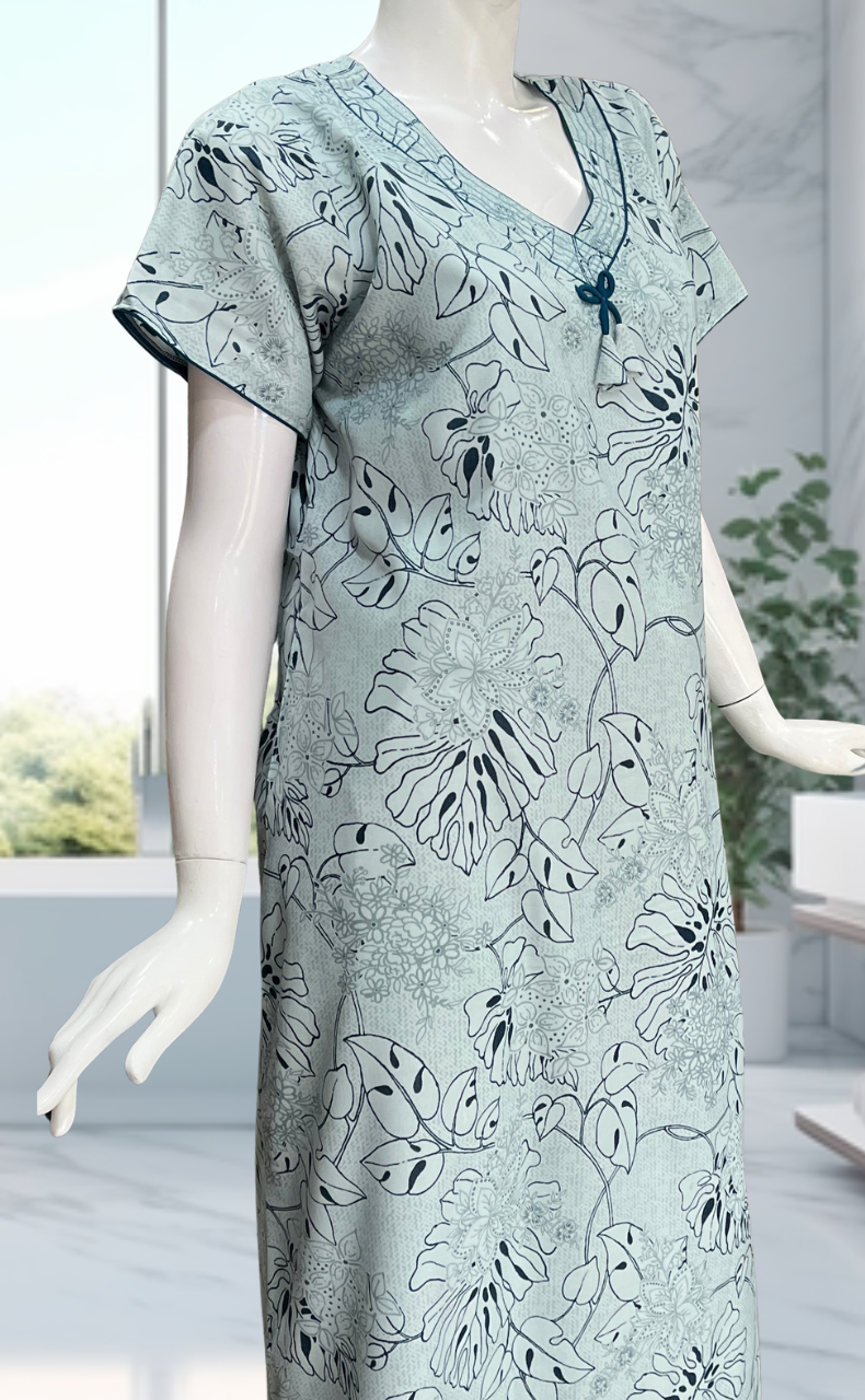 Sky Blue Garden Spun Nighty. Flowy Spun Fabric | Laces and Frills